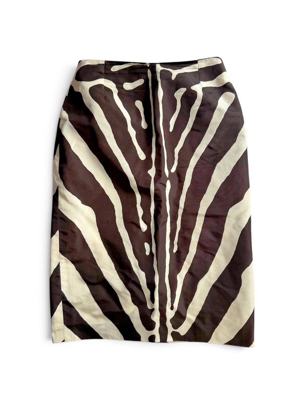 Dior Brown & Cream Zebra-Print Pencil Skirt